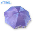 Logotipo relativo à promoção azul dos produtos da cor que imprime o guarda-chuva UV de dobramento do parasol 3 do laço das senhoras do preço com serviço